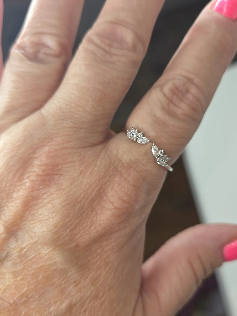 Lab Created Moissanite Diamonds .925 Sterling Silver Marquise Open Band Ring 9.5